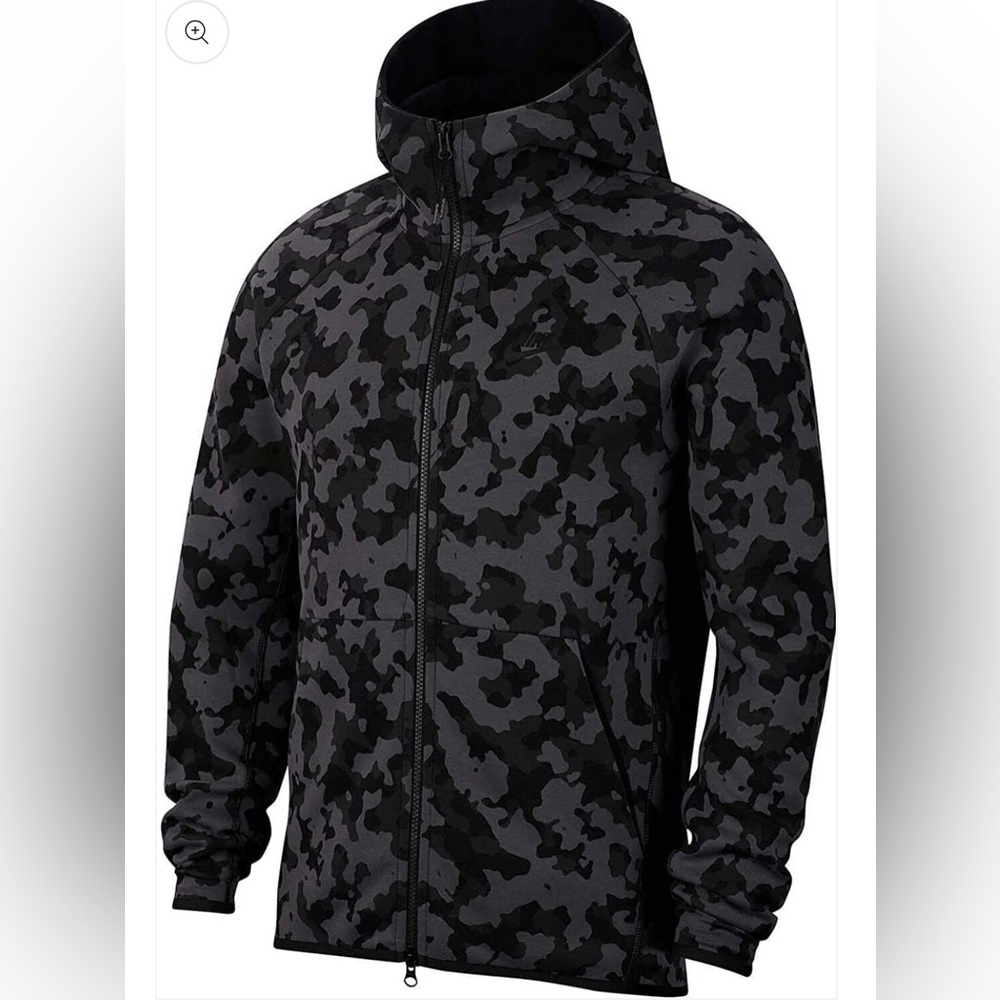 Nike Tech Fleece AOP Camo Hoodie Men's L Black Full Zip Jacket CJ5975-010